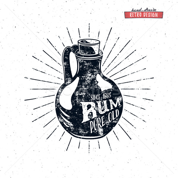 Foto d'archivio: Retro · rum · bottiglia · etichetta · design · vintage
