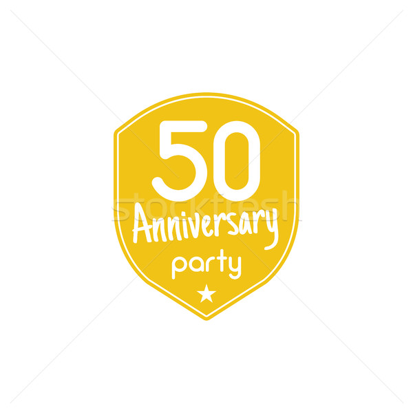 50 years anniversary party badge, sign. Emblem of 50th anniversary party in flat style. Easy to edit Stock photo © JeksonGraphics