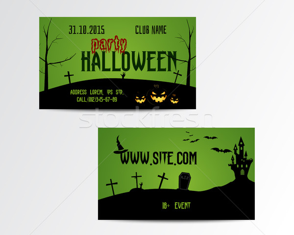 Happy Halloween Greeting Card. Vector Illustration. Party Invitation Design with Emblem and website. Stock photo © JeksonGraphics
