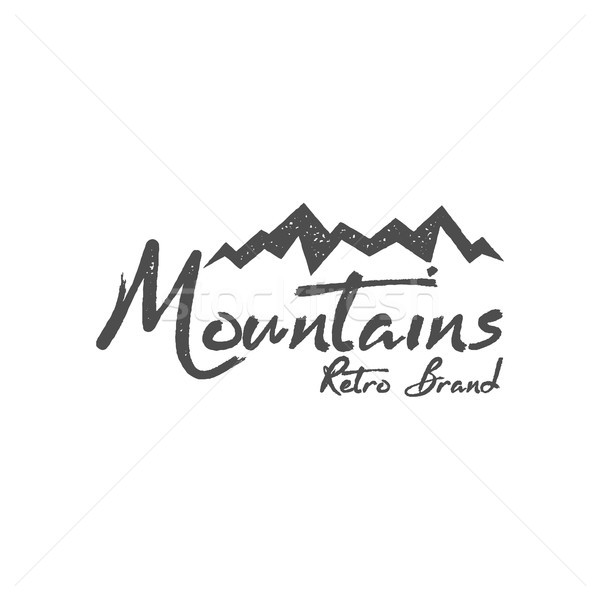 Hand drawn mountain badge. Wilderness old style typography print, web label. Letterpress Print Rubbe Stock photo © JeksonGraphics