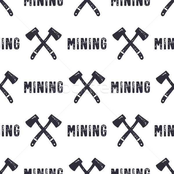 Hand drawn Mining seamless background. Can be used as classicd esignation - gold, silver mining etc. Stock photo © JeksonGraphics