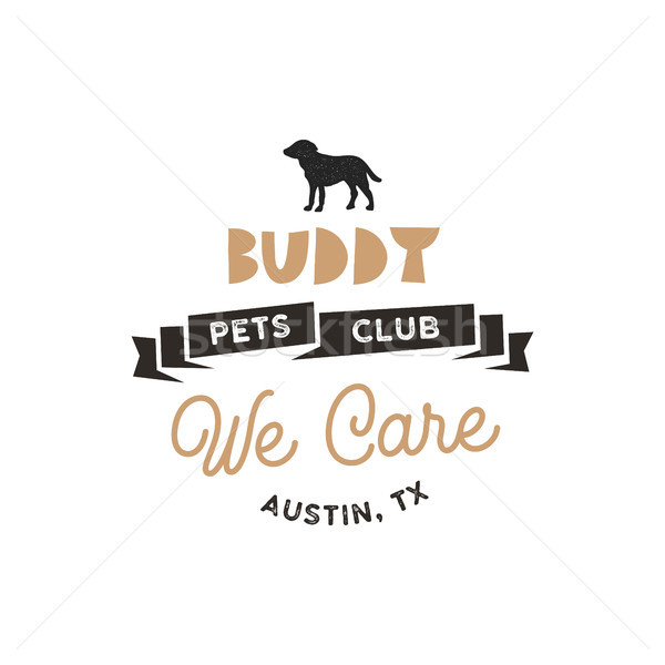 Buddy, pet club logo template. Pet silhouette label illustration isolated on white background. Moder Stock photo © JeksonGraphics