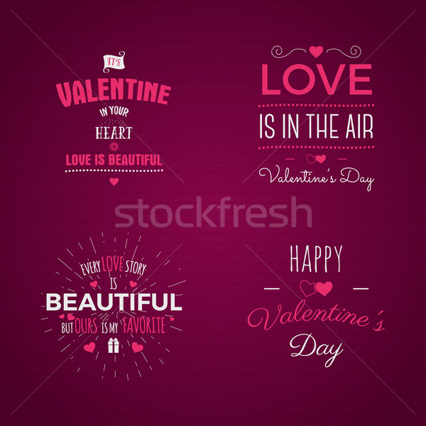  photo overlays, hand drawn lettering collection, inspirational quote. Valentine day labels set. Lov Stock photo © JeksonGraphics