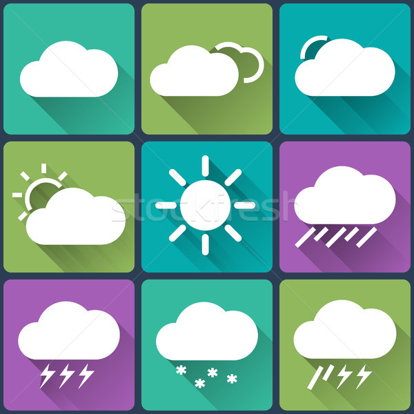 Flat design style weather icons set on multicolor buttons. Seasons theme, easy to use as icons, logo Stock photo © JeksonGraphics