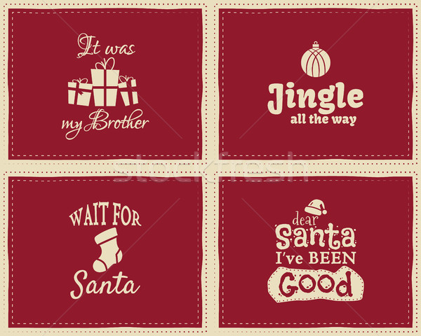 Szett egyedi karácsony vicces feliratok idézetek Stock fotó © JeksonGraphics