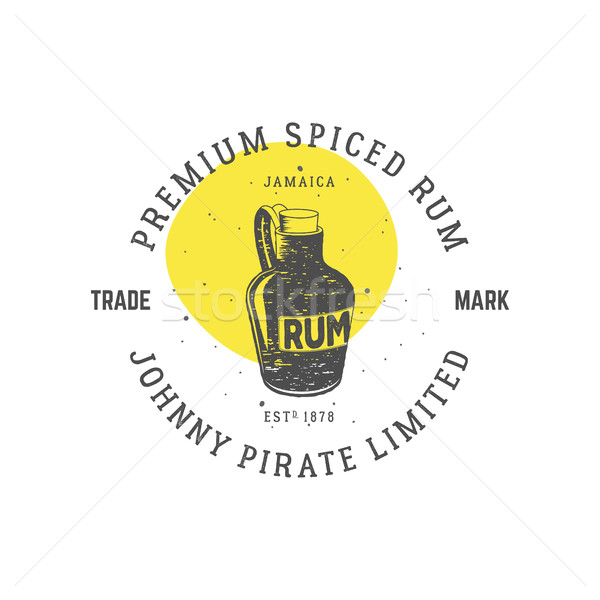 Vintage handcrafted pirate rum emblem, alcohol label, logo. Isolated on white background. Sketching  Stock photo © JeksonGraphics