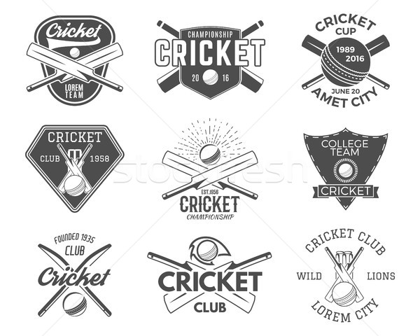 Set of cricket sports logo designs.  icons vector .  emblems design elements. Sporting tee .  club b Stock photo © JeksonGraphics