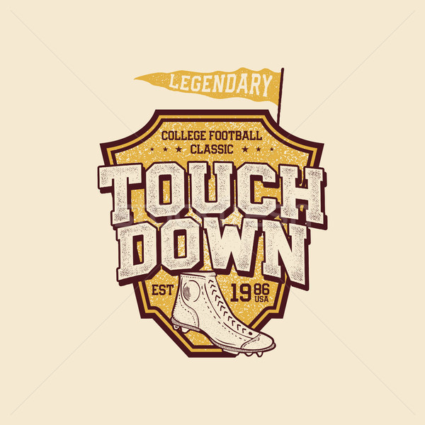 Classic college t shirt design. American football tee graphic design, label. Touchdown sign. USA foo Stock photo © JeksonGraphics