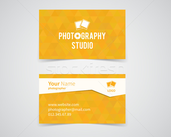 Modern light Business card template for photography studio. Unusual polygonal design. Corporate bran Stock photo © JeksonGraphics