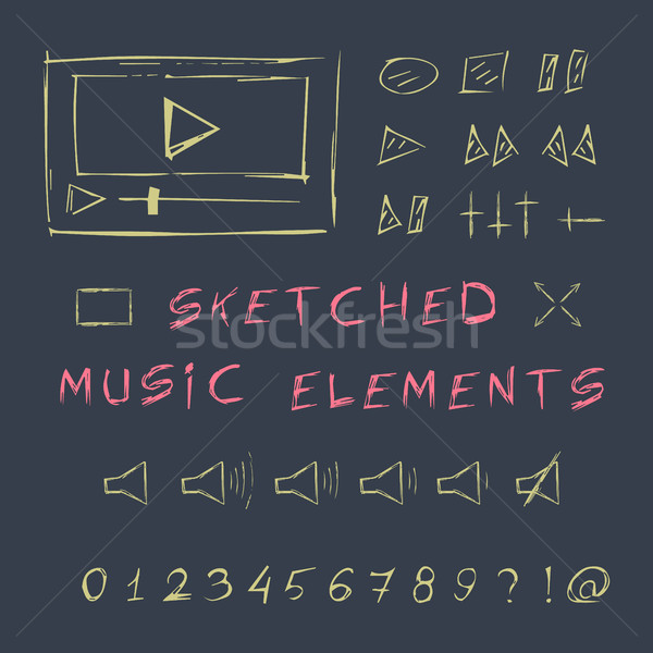 Foto d'archivio: Doodle · musica · elementi · set · sketch