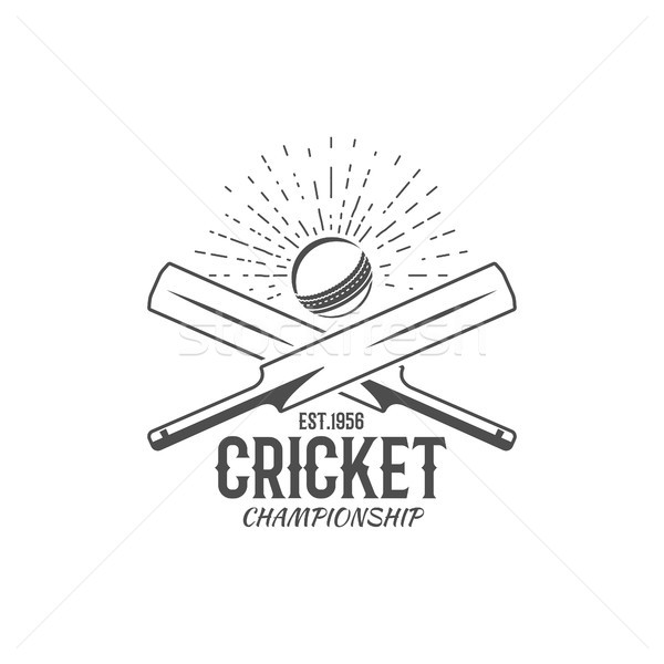 Cricket embleem ontwerp communie kampioenschap logo Stockfoto © JeksonGraphics