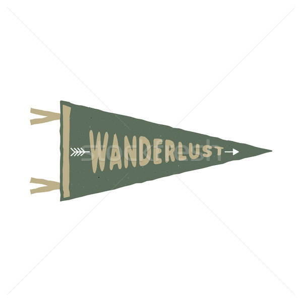 Wanderlust pennant template. Vintage Hand drawn monochrome design. Best for t-shirts, travel mugs, b Stock photo © JeksonGraphics