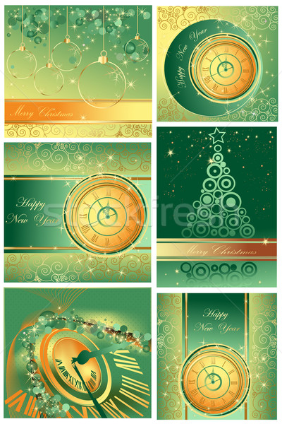 Collection of Happy New Year and Merry Christmas backgrounds Stock photo © jelen80