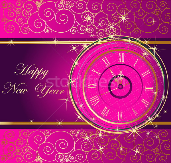 Happy New Year background with clock Stock photo © jelen80