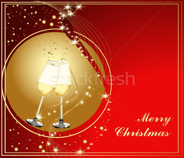 Stockfoto: Vrolijk · christmas · goud · Rood · licht · glas