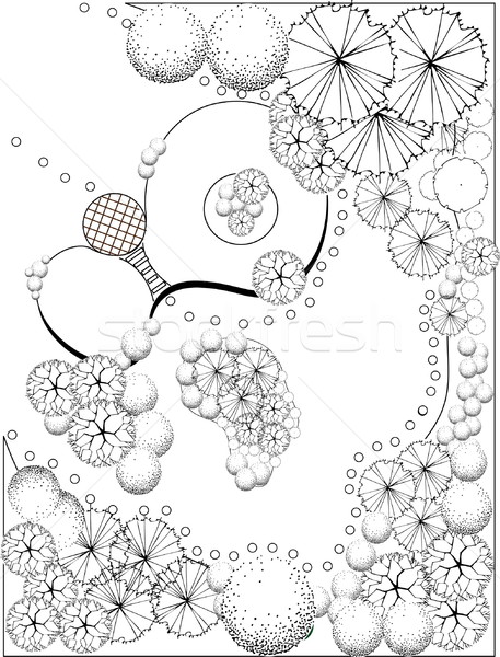 Jardin plan paysage eau arbres vert [[stock_photo]] © jelen80