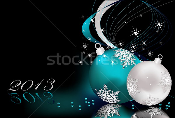 ストックフォト: 陽気な · クリスマス · 銀 · 青 · 光 · ボックス