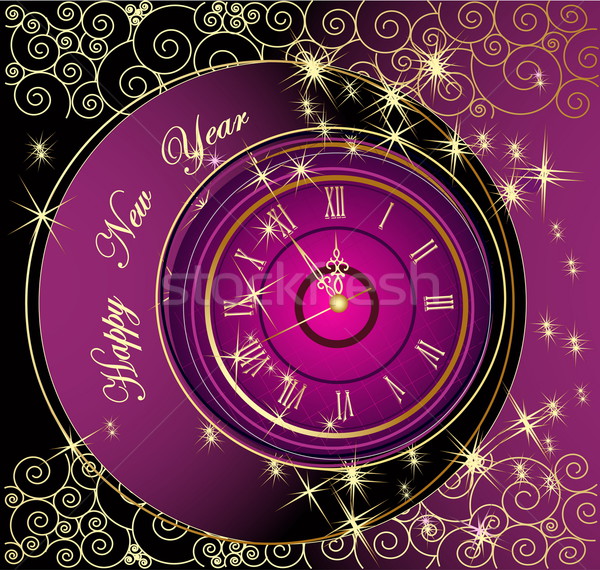 Happy New Year background with clock Stock photo © jelen80