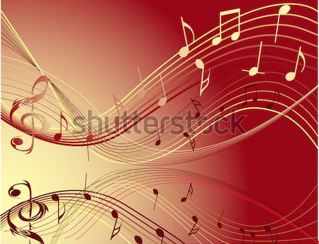 Foto stock: Notas · musicais · música · teia · rocha · preto · ouro