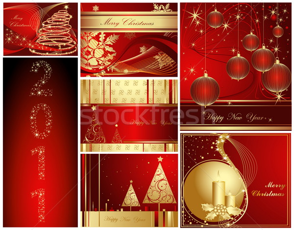 Heiter Weihnachten glückliches neues Jahr Sammlung Gold rot Stock foto © jelen80