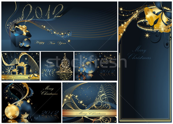 [[stock_photo]]: Joyeux · Noël · happy · new · year · ensemble · or · bleu