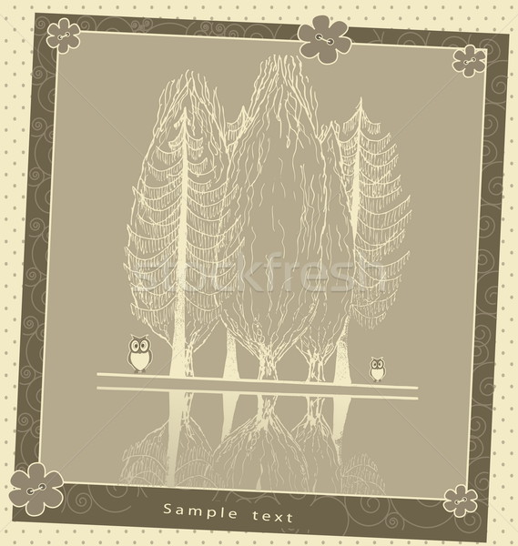 Stockfoto: Vintage · wenskaart · plant · vogels · vector · patroon