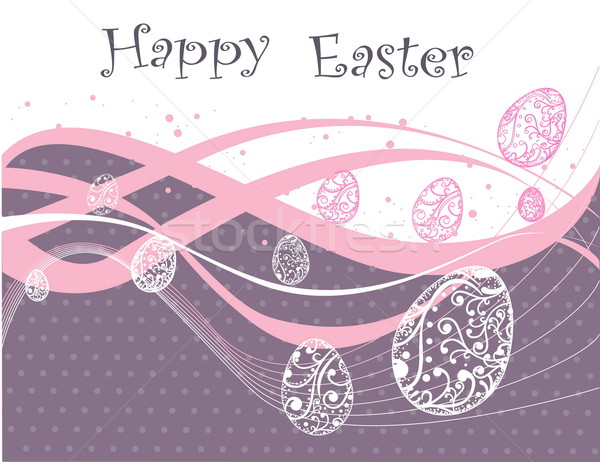 Kellemes húsvétot rózsaszín szürke húsvét étel boldog Stock fotó © jelen80