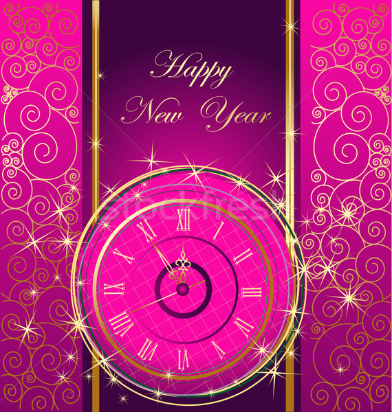 Happy New Year background with clock Stock photo © jelen80