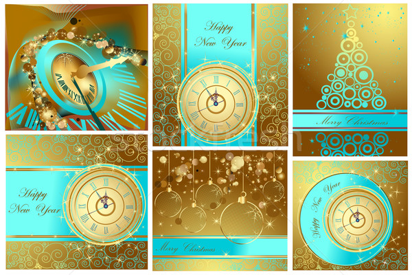 Collection of Happy New Year and Merry Christmas backgrounds Stock photo © jelen80