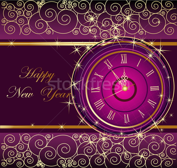 Happy New Year background with clock Stock photo © jelen80