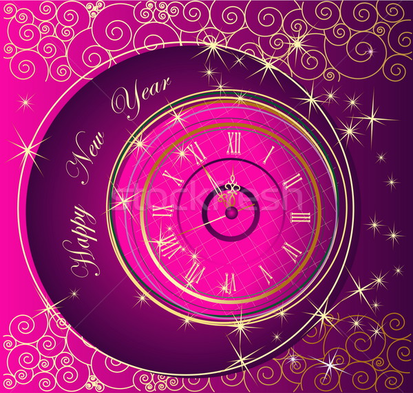 Happy New Year background with clock Stock photo © jelen80