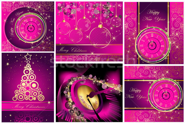 Collection of Happy New Year and Merry Christmas backgrounds Stock photo © jelen80