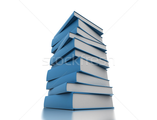 [[stock_photo]]: Livres · bleu · isolé · blanche · papier