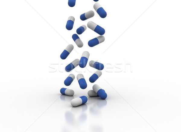 Pillen fallen weiß medizinischen Illustration Pille Stock foto © jezper