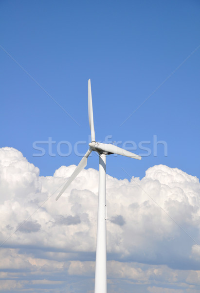 Turbina eolica nubi cielo blu tecnologia verde blu Foto d'archivio © jezper