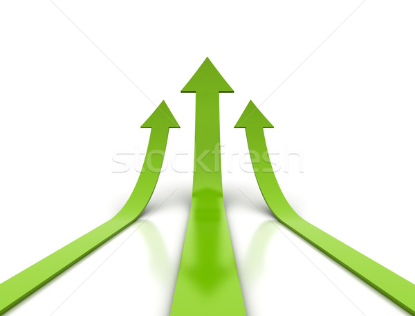 Zöld nyilak három emelkedő üzlet felirat Stock fotó © jezper