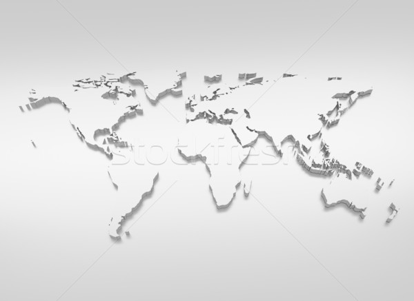 World map silver 3d illustration Stock photo © jezper