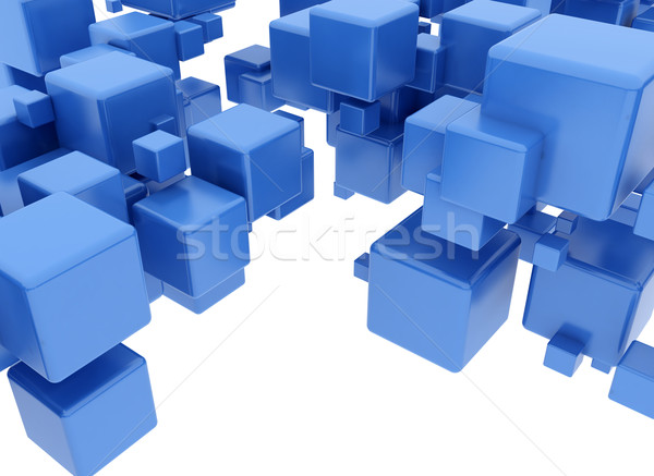 Stockfoto: Blauw · digitale · illustratie · business · computer · gebouw