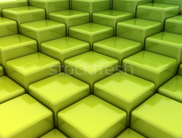 Abstrakten grünen metallic Würfel gestapelt Boxen Stock foto © jezper