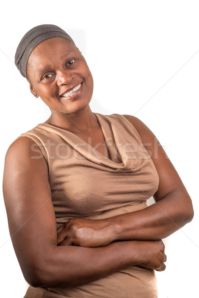 Foto stock: Africano · senhora · retrato · feliz · amigável · mulher