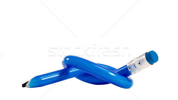 Bleu crayon noeud souple blanche isolé Photo stock © JFJacobsz