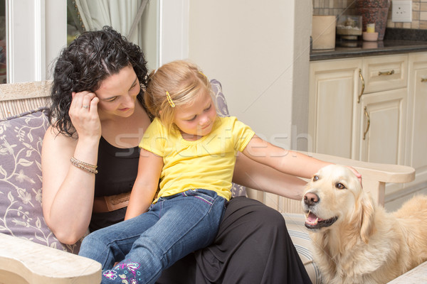 Mother, daughter, and dog Stock photo © JFJacobsz