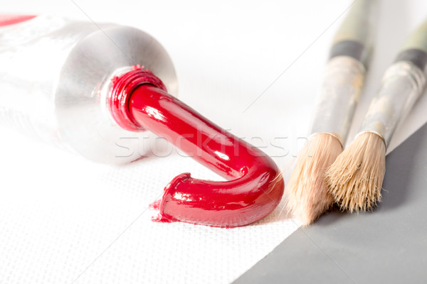 Ölfarbe heraus Rohr hochrot weiß Leinwand Stock foto © JFJacobsz