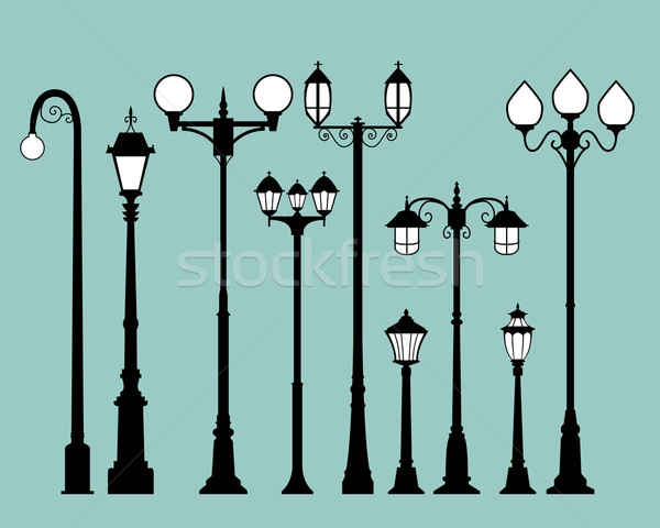 Set of street lamps in flat style Stock photo © jiaking1