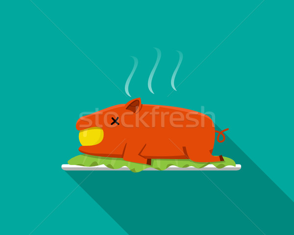 Hot Barbecue suckling pig in flat style, side view Stock photo © jiaking1