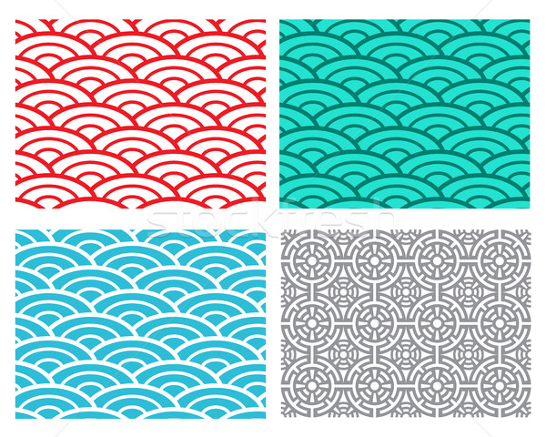 Seamless wave sea pattern in Chinese style Stock photo © jiaking1