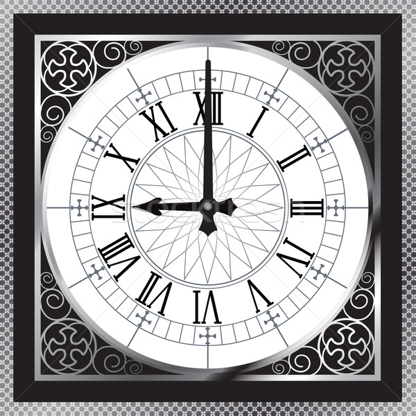 Luxury white gold metal clock with Roman numerals and pattern bo Stock photo © jiaking1