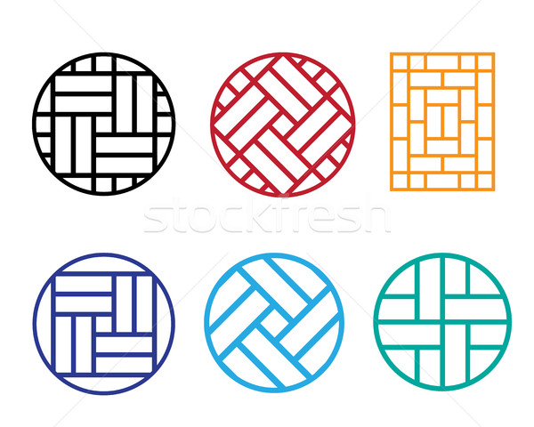 Set of Circle Chinese pattern window frame Stock photo © jiaking1
