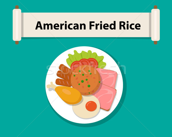 American fried rice in flat style,Top view, vector Stock photo © jiaking1