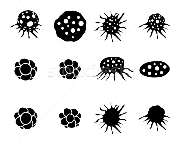 Set of cancer cell icons in silhouette style Stock photo © jiaking1
